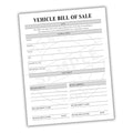 Vehicle bill of sale form on a white background