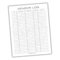 Vendor Contact Log Printable PDF Template