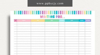 Waiting For Project Tracker Printable Template – Digital download for managing project tasks, deadlines, and progress.