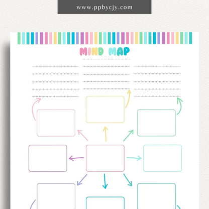 Mind Map Printable Template – Digital download for organizing ideas, brainstorming, and planning projects.