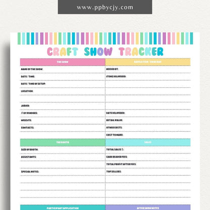 Craft Fair Tracker Printable Template – Digital Download for Organizing and Monitoring Craft Fair Details, Sales, and Inventory