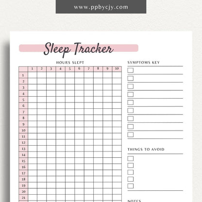 Sleep Monitoring Tracker Printable PDF Template