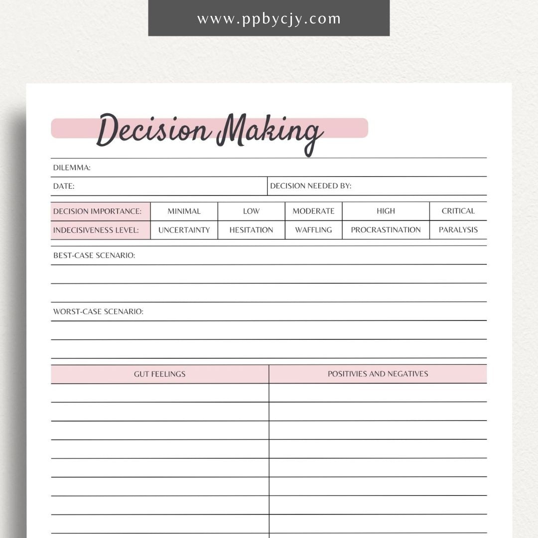Decision Making Printable PDF Template