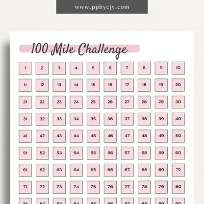 Mileage Fitness Challenge Printable PDF Template