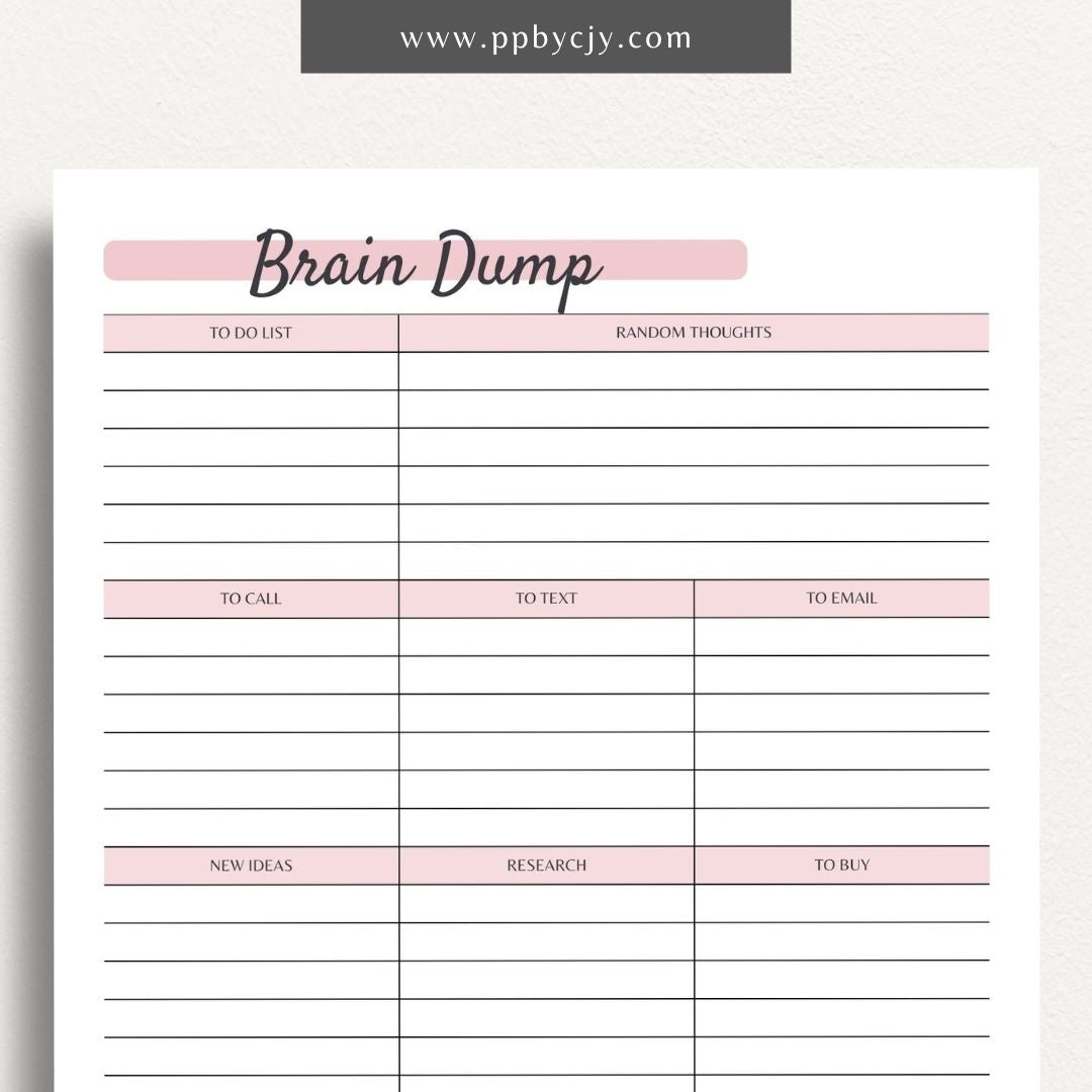Brain Dump Printable PDF Template