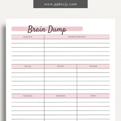 Brain Dump Printable PDF Template