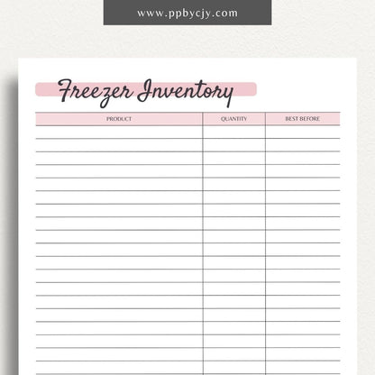 Freezer Inventory Printable Template – Digital download for organizing and managing the contents of your freezer.