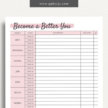 Become a Better You Printable PDF Template