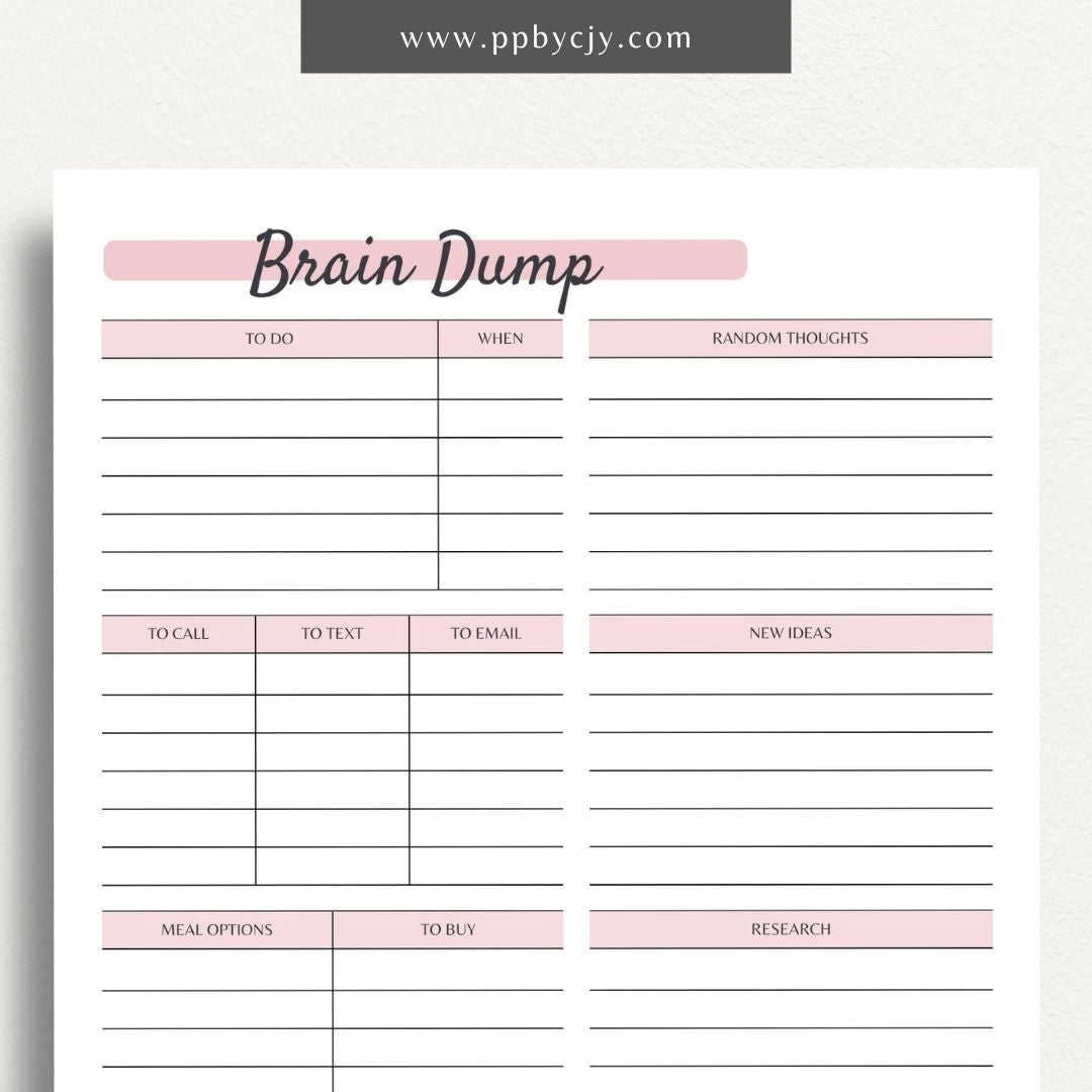 Brain Dump Printable PDF Template