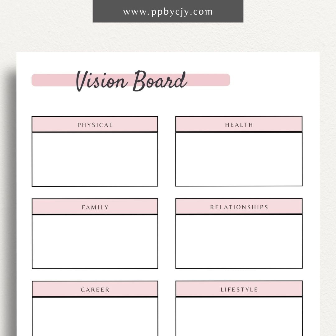 Vision Board Goal Journal Printable PDF Template