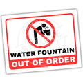 Sign indicating a water fountain is out of order with a red circle and line over a person icon.