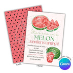 Invitation card with watermelon theme and Canva branding