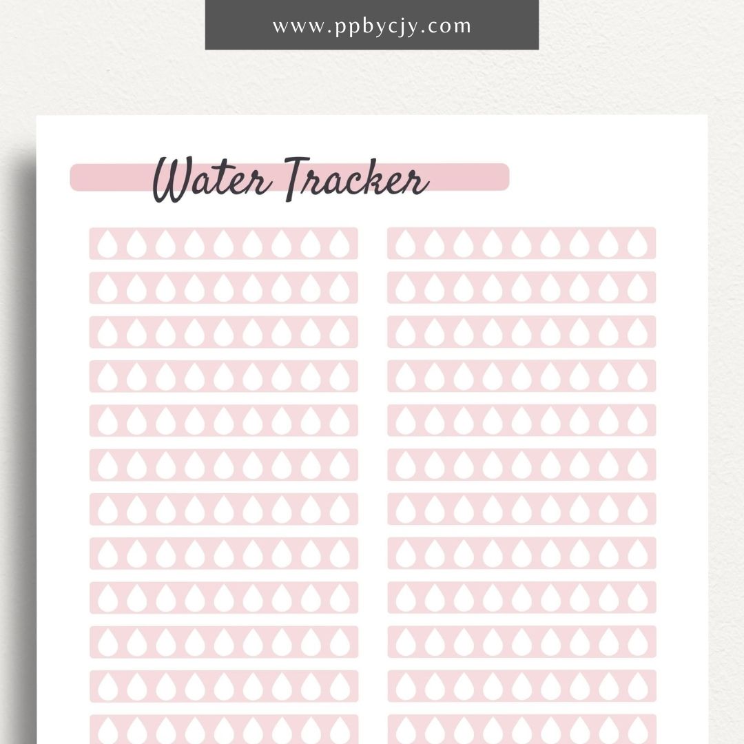 Water Hydration Tracker Printable PDF Template