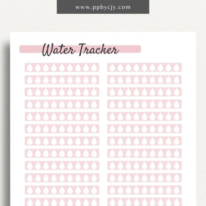 Water Hydration Tracker Printable PDF Template