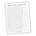 Weather tracker sheet with grid and notes section on a white background