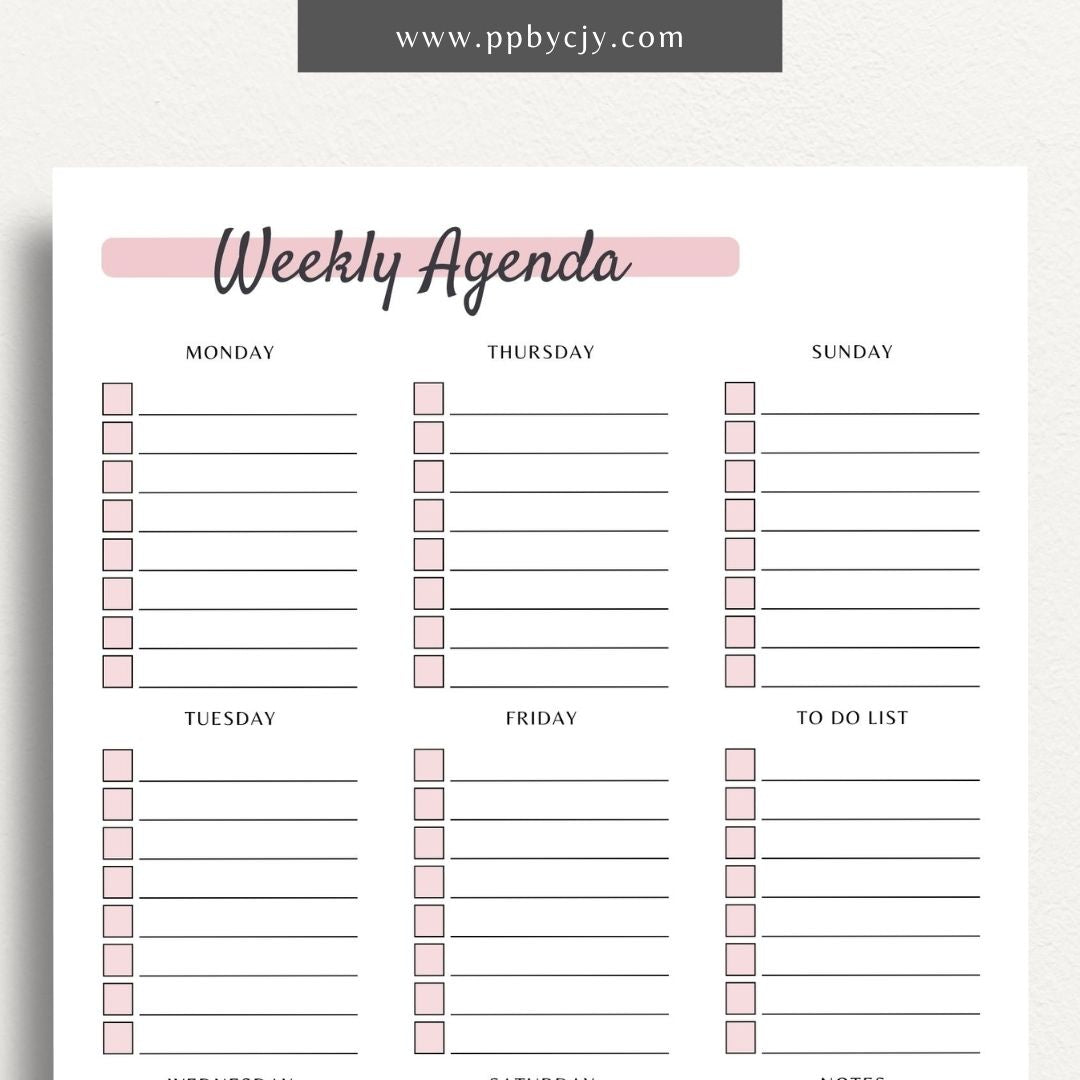 Weekly Agenda Printable PDF Template