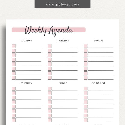 Weekly Agenda Printable PDF Template