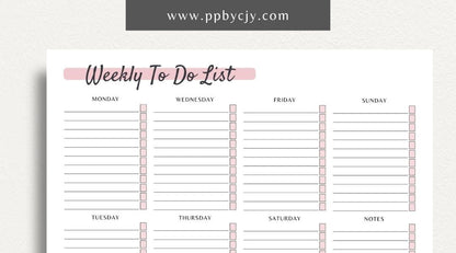Weekly To Do List Printable PDF Template