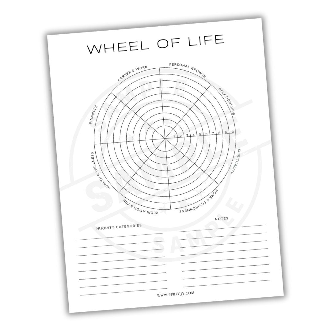 Wheel of Life productivity tool on a white background