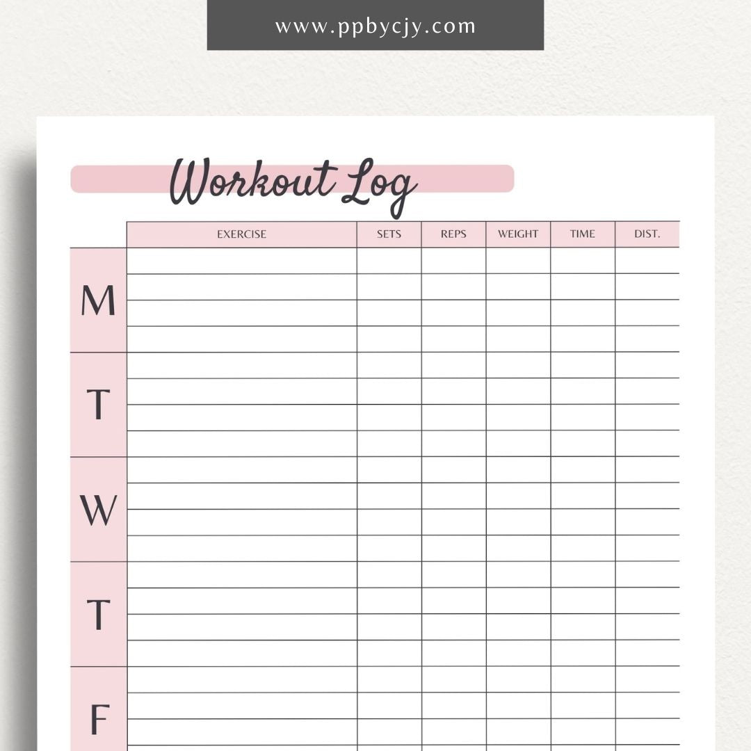 Weekly Workout Printable PDF Template