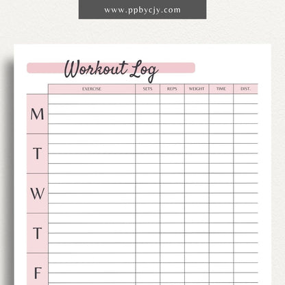 Weekly Workout Printable PDF Template