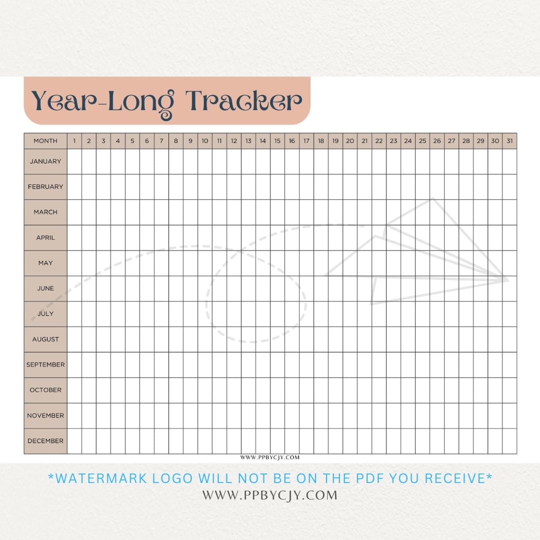 Year-Long Tracker Printable PDF Template