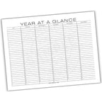Year at a Glance calendar sheet with months listed vertically