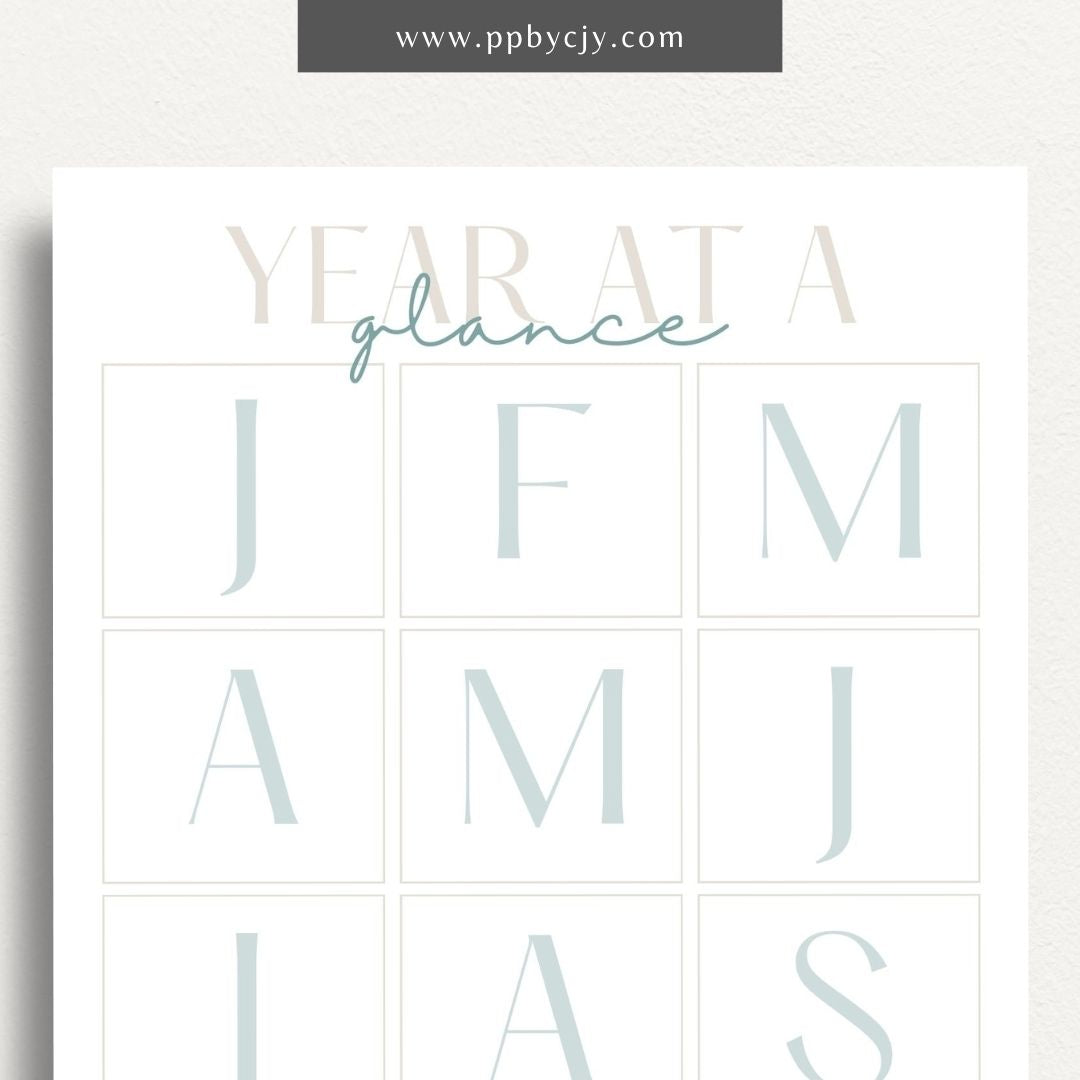 Month at a Glance Printable Template – Digital download for a comprehensive view of an entire month’s schedule, events, and important dates.