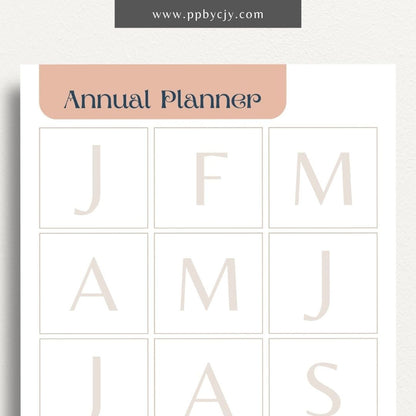 Annual Planner Printable Template – Digital Download for Organizing and Planning Your Year