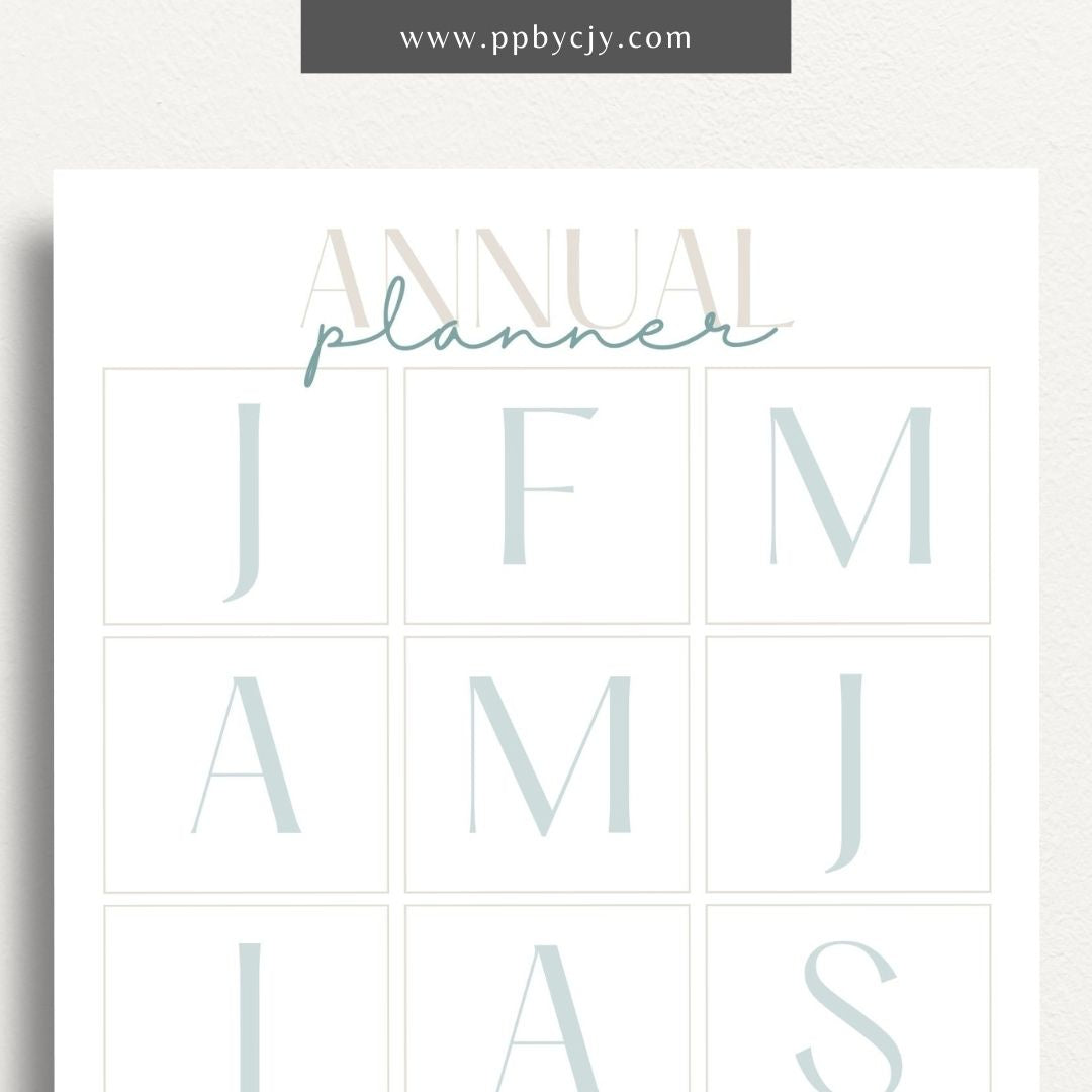 Annual Planner Printable Template – Digital Download for Organizing and Planning Your Year