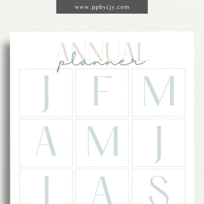 Annual Planner Printable Template – Digital Download for Organizing and Planning Your Year