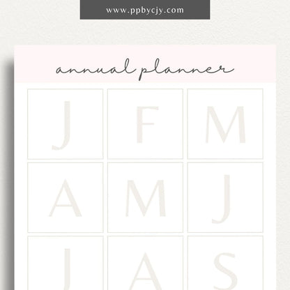 Annual Planner Printable Template – Digital Download for Organizing and Planning Your Year