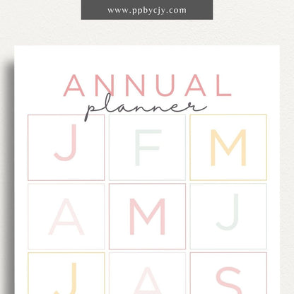 Annual Planner Printable Template – Digital Download for Organizing and Planning Your Year