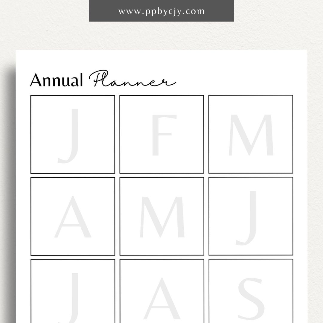 Annual Planner Printable Template – Digital Download for Organizing and Planning Your Year