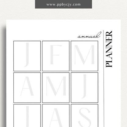 Annual Planner Printable Template – Digital Download for Organizing and Planning Your Year