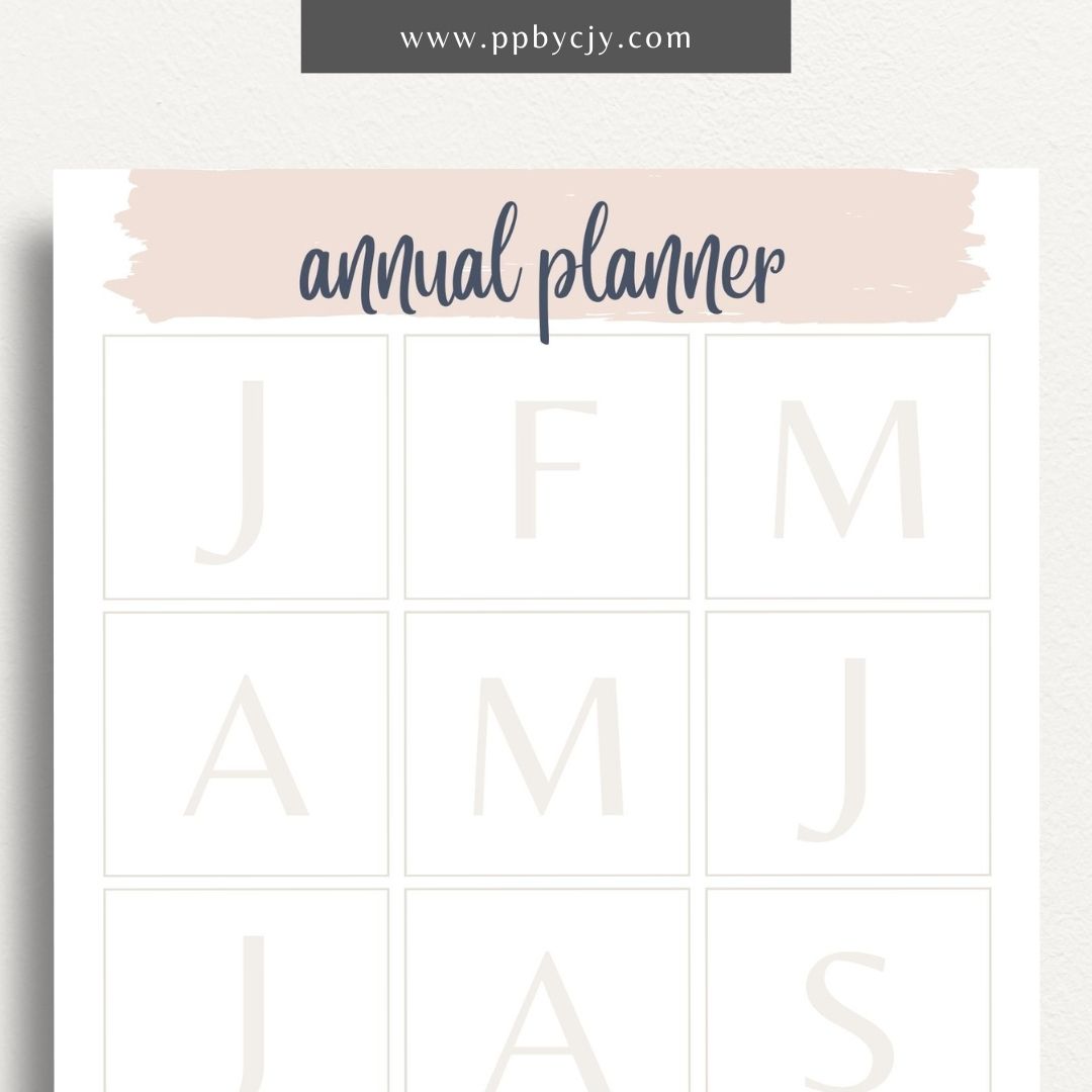 Annual Planner Printable Template – Digital Download for Organizing and Planning Your Year