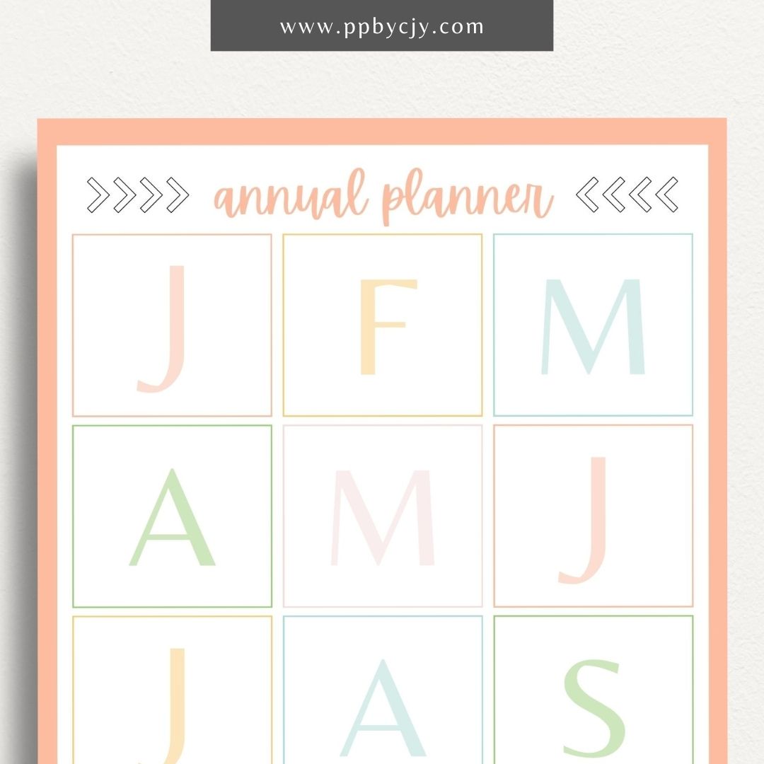 Annual Planner Printable Template – Digital Download for Organizing and Planning Your Year