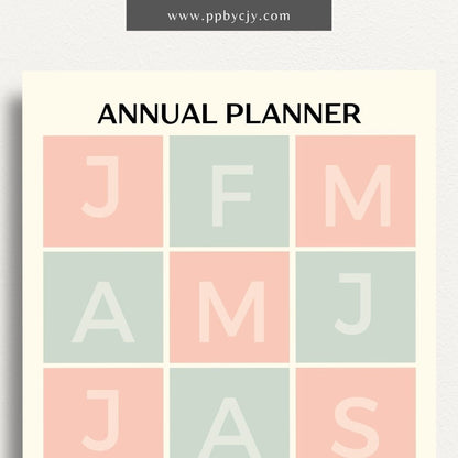 Annual Planner Printable Template – Digital Download for Organizing and Planning Your Year