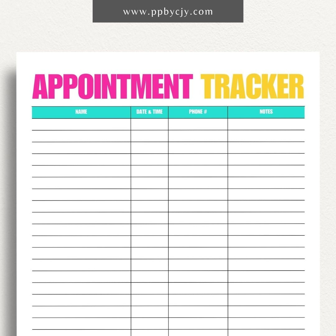 Appointment calendar printable template with daily schedule and appointments