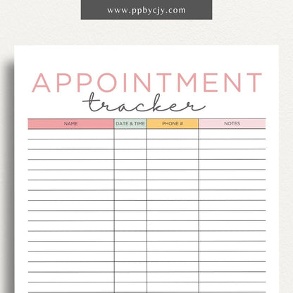 Appointment calendar printable template with daily schedule and appointments