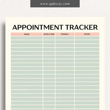 Appointment calendar printable template with daily schedule and appointments