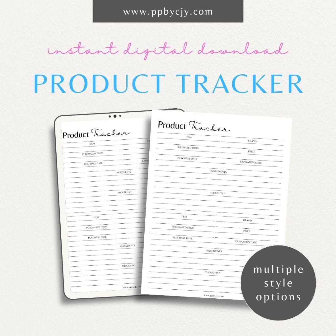 printable template page with columns and rows related to beauty product tracking