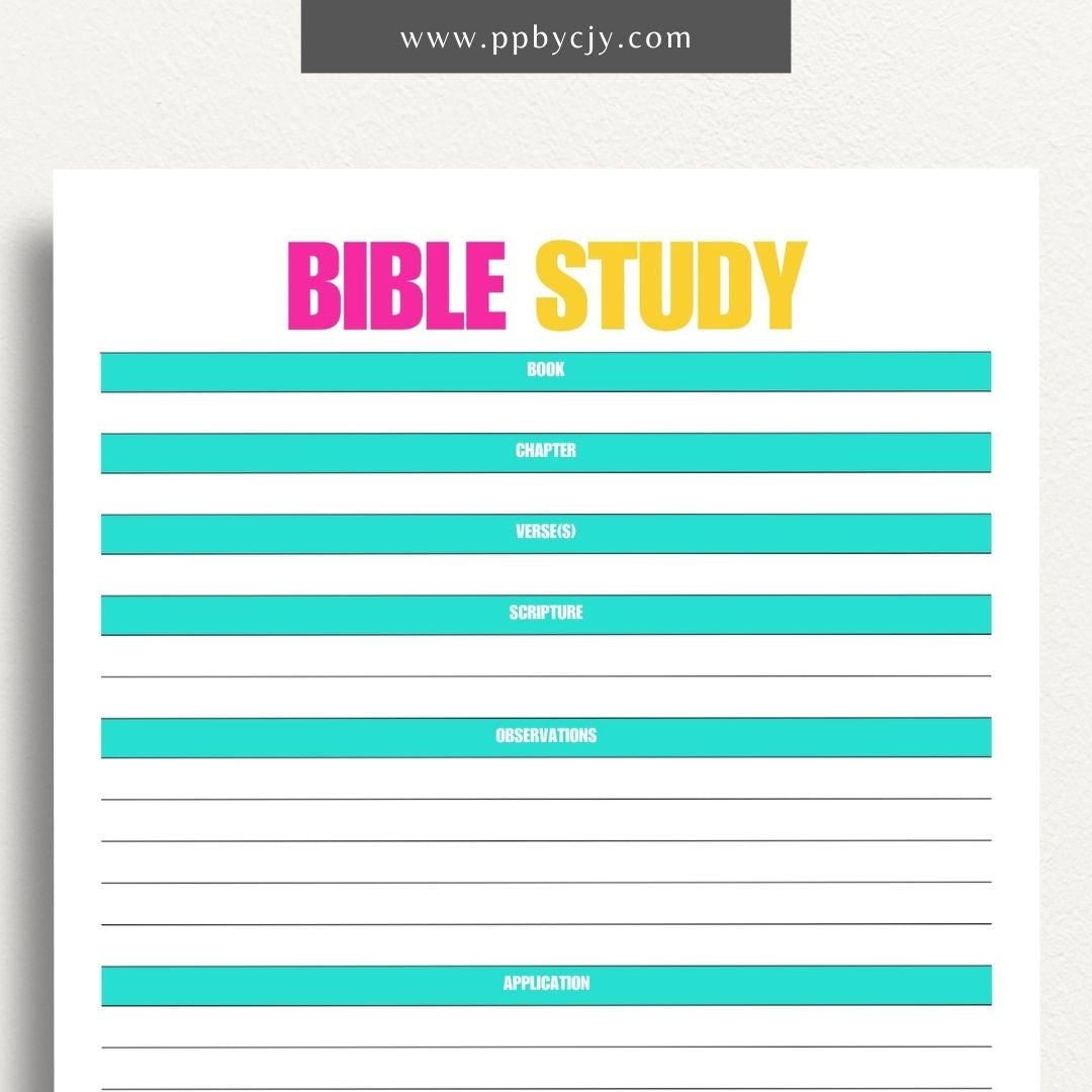 Bible Study Guide Printable Template – Digital Download for Organizing and Enhancing Bible Study Sessions