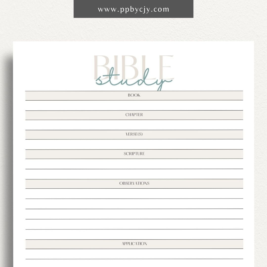 Bible Study Guide Printable Template – Digital Download for Organizing and Enhancing Bible Study Sessions