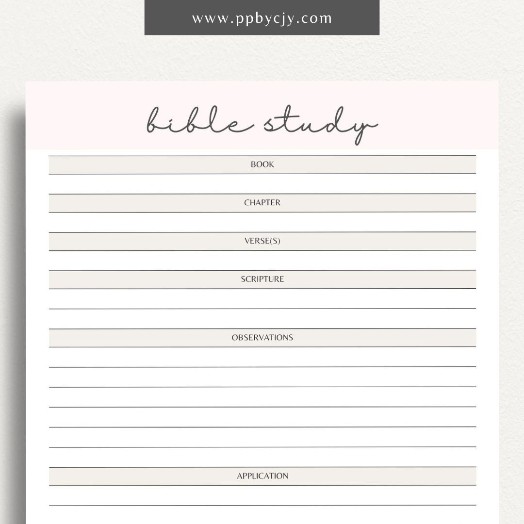 Bible Study Guide Printable Template – Digital Download for Organizing and Enhancing Bible Study Sessions