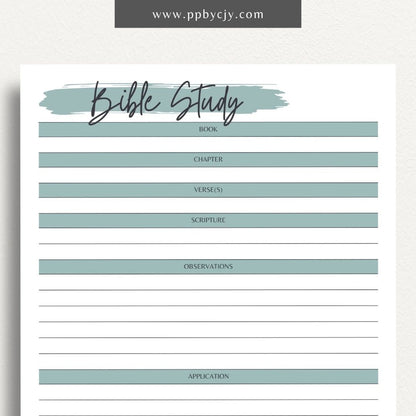 Bible Study Guide Printable Template – Digital Download for Organizing and Enhancing Bible Study Sessions