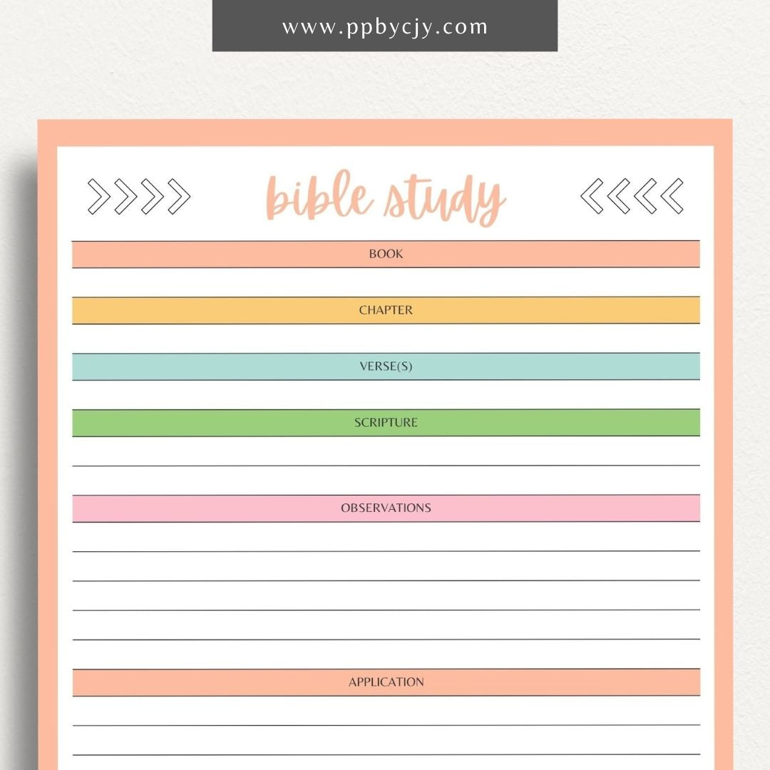 Bible Study Guide Printable Template – Digital Download for Organizing and Enhancing Bible Study Sessions