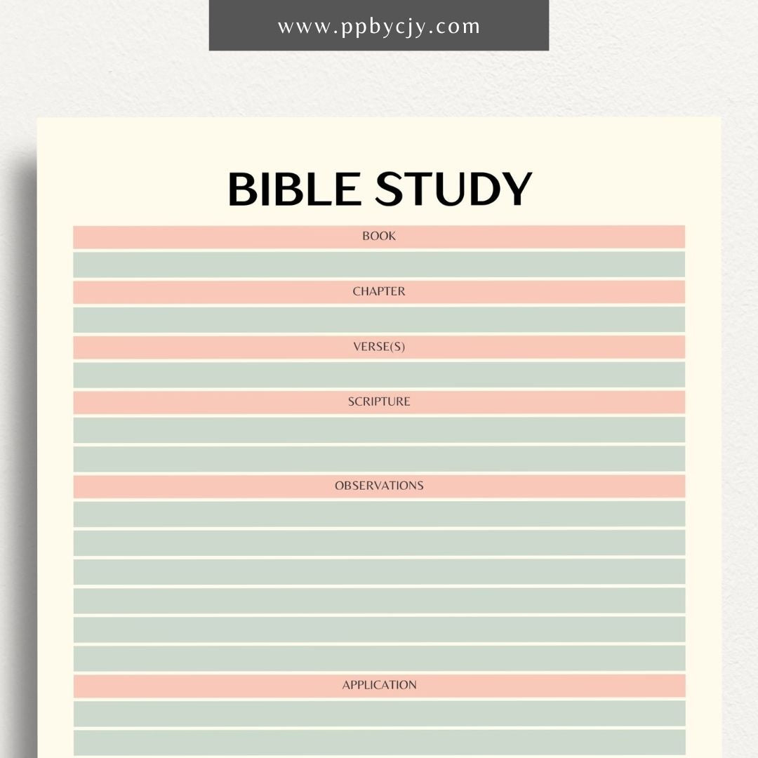 Bible Study Guide Printable Template – Digital Download for Organizing and Enhancing Bible Study Sessions