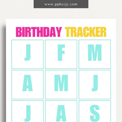 Birthday Reminder List Printable Template – Digital Download for Tracking and Remembering Birthdays