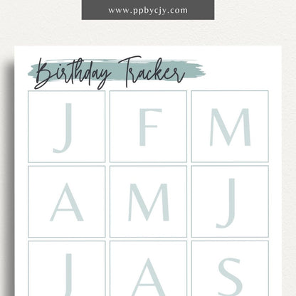 Birthday Reminder List Printable Template – Digital Download for Tracking and Remembering Birthdays